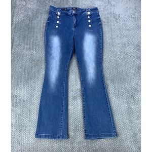 Zoe + Phoebe Jeans Womens 16 Blue Slim Boot Stretch High Rise Sailor Button